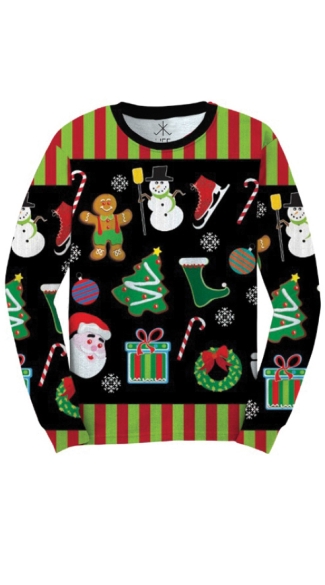Plus Size Xmas Icons Faux Ugly Sweater Shirt