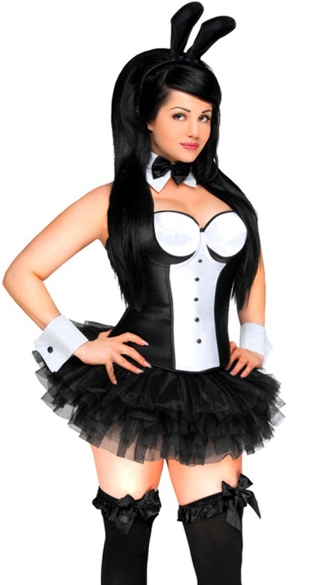 Plus Size Fancy Tux Bunny Corset Costume, Plus Size Sexy Bunny Costume