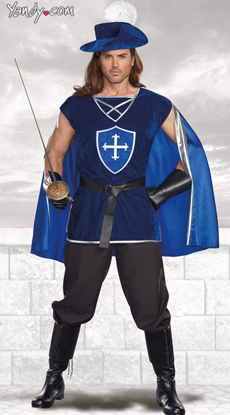 Mighty Musketeer Costume, Blue Velvet Musketeer Costume, Blue Velvet Three Musketeer Costume