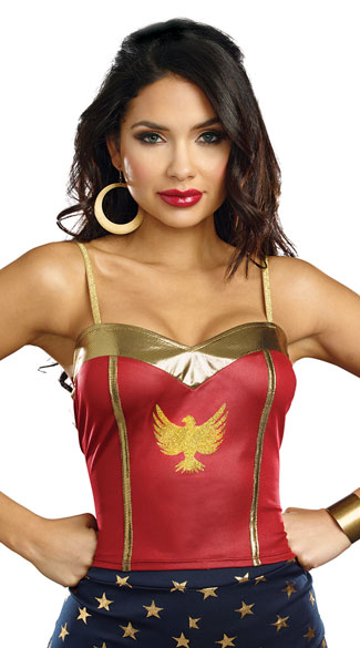 Justice Top, superhero top, women\'s superhero top, women\'s sexy superhero top, women\'s costume superhero top