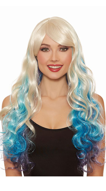 Wavy Blonde Mermaid Wig Blue And Blonde Wig Yandy