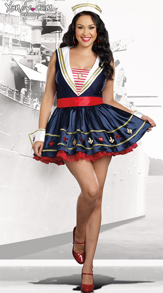 Plus Size Shore Girl Costume, Plus Size Sexy Sailor Costume, Plus Size Navy Costume
