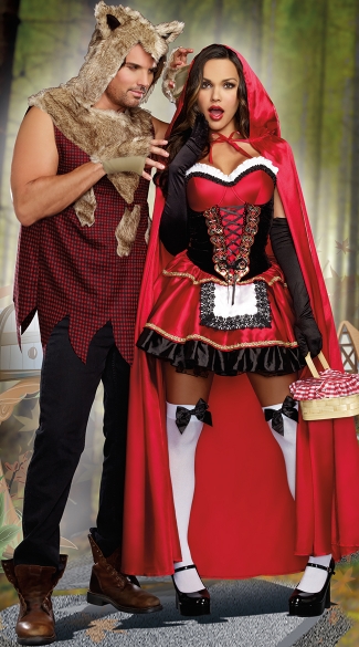 Little Red And The Wolf Couples Costume, Men's Sexy Bad Wolf Costume