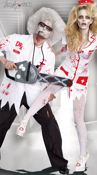 Dr. Hugh B. Dead Zombie Costume, Zombie Doctor Costume, Men\'s Doctor Costumes, Norma Lee Crazy Zombie Nurse Costume, Zombie Nurse Costumes, Bloody Nurse Costumes