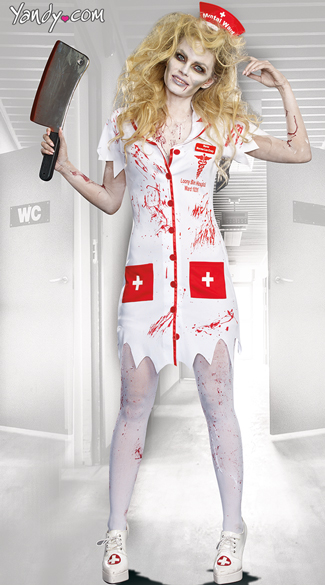 Norma Lee Crazy Zombie Nurse Costume, Zombie Nurse Costumes, Bloody Nurse Costumes