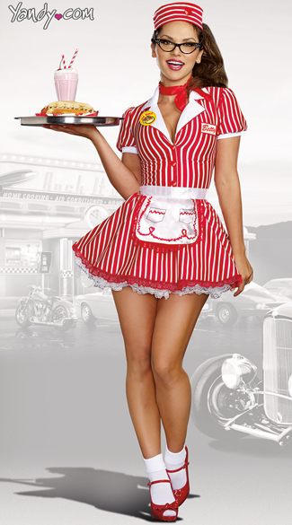 Diner Doll Costume, Red and White Diner Costume, 50\'s Inspired Costume