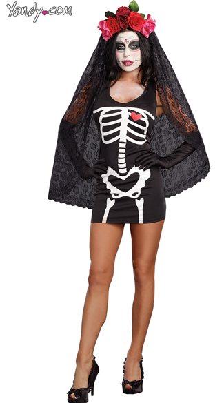 Skeleton Starter Dress Costume, Dia De Los Muertos Costume, Mexican Day Of The Dead Costume