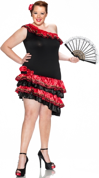 Plus Size Spanish Heat Costume, Plus Size Caliente Costume, Plus Size Sexy Flamenco Costumes for Women, Plus Size Spanish Flamenco Dancer Outfit