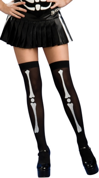 Skeleton Bone Thigh High Stockings, Skeleton Stockings