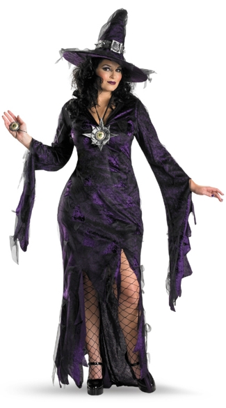 Plus Size Sorceress Costume, Plus Size Purple Witch Costume