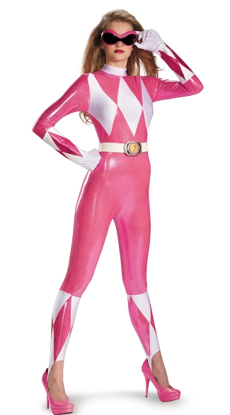 Pink Power Ranger Bodysuit Costume, Pink Ranger Bodysuit Costume, Womens Power Ranger Costume