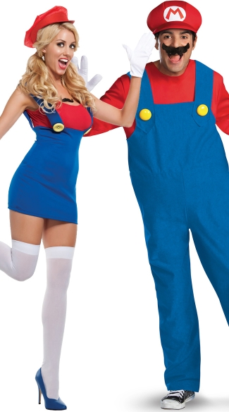 Deluxe Red Plumbers Couples Costume Men S Deluxe Mario Costume Mens Mario Brothers Costume