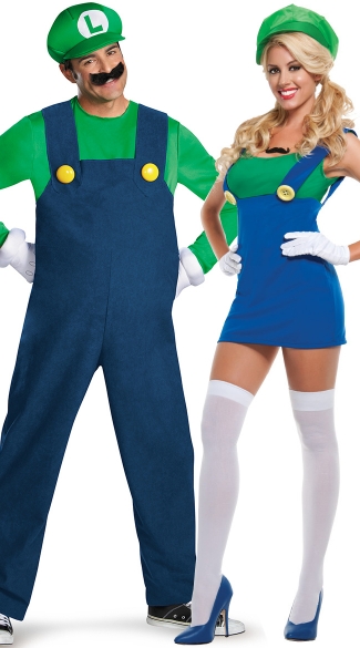 Green Plumbers Couples Costume Mens Deluxe Luigi Costume Sexy Green Plumber Costume Plumber 2329