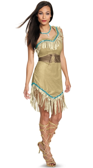 Pocahotas Prestige Adult, Native American Costume, Indian Halloween Costume