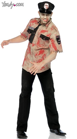 Deputy Dead Costume, Zombie Deputy Costume, Zombie Costume, Bloody Zombie Costume