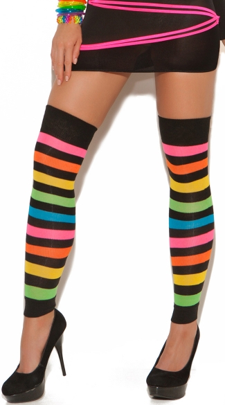 Neon Rainbow Striped Leg Warmers, Rainbow Leg Warmers, Rainbow Leggings