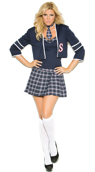 Plus Size Sexy Class Distraction Costume, Plus Size Sexy Schoolgirl Costume, Plus Size Sexy Blue Schoolgirl Costume