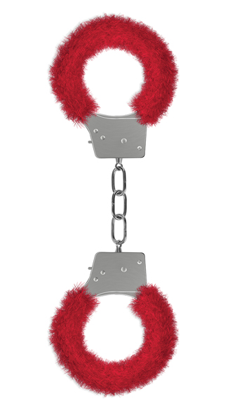 Beginner\'s Handcuffs Furry Red, Adult Handcuff, BDSM Handcuffs