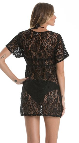 Black Lace Tunic Cover Up Sheer Lace Cover Up Black Lace