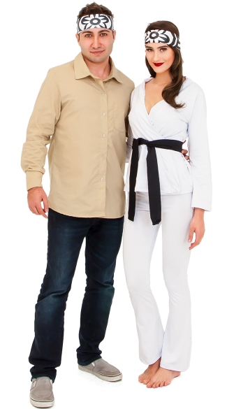 White Ninja And Karate Master Couples Costume, Couples Karate Masters Costume, White Ninja Costume, Couples Martial Arts Halloween Costume, Couples Ninja Costumes