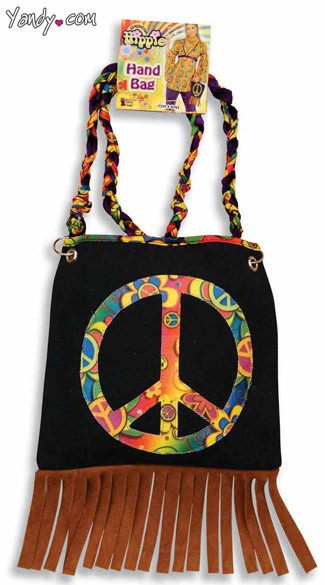 Hippie Hand Bag, Hippie Costume Accessory, Woodstock Costume Accessory, Peace Sign Purse