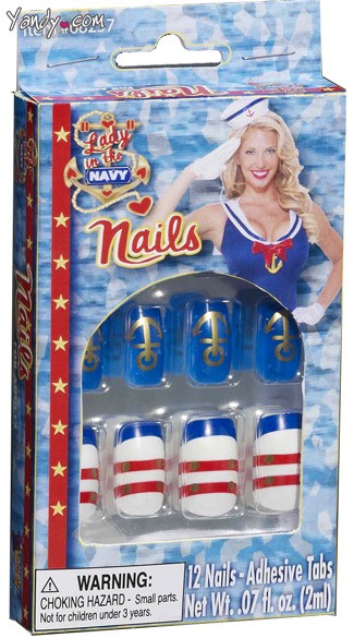 Lady In The Navy Finger Nails, Navy Fingernails, Red White And Blue Finger Nails