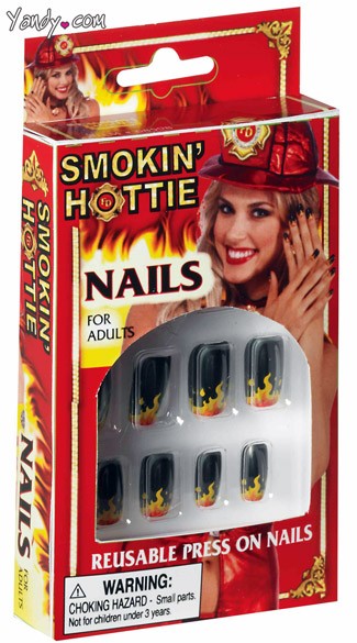 Smokining Hottie Nails, Fire Print Nails