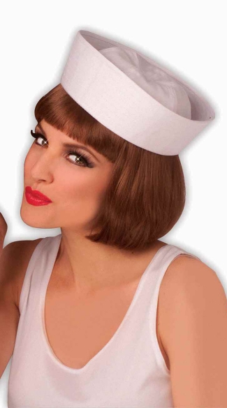 Sailor Hat, White Military Sailor Hat, White Sailor Wedge Cap