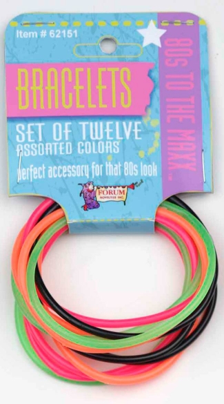 80s Bracelet Set, Neon Bracelet Set, Vinyl Bracelets
