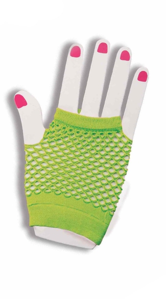 Hot Green Fishnet Fingerless Gloves, 80s Costume Accessories, Retro Costume Accessory, Fishnet Gloves, Fishnet Accessory