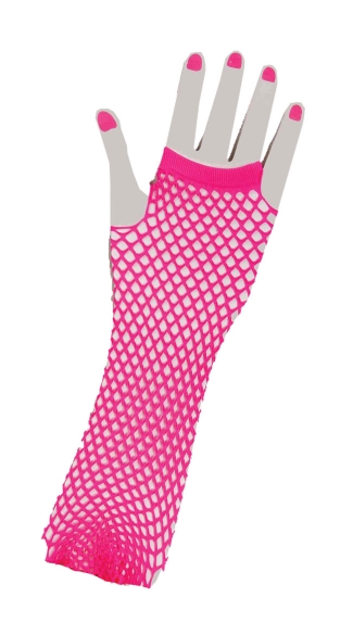 Hot Pink Fingerless Fishnet Gloves, Hot Pink Gloves, Neon Gloves, Fish Net Rave Gloves