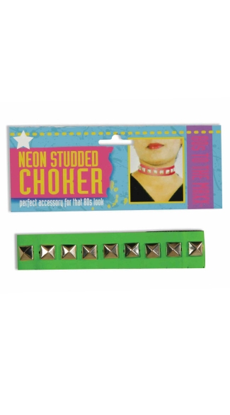 Neon Green Studded Choker, Studded Chokers, Neon Accessories, Neon Necklace