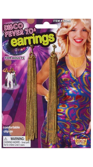 Gold Chain Disco Earrings, 70\'s Tassel Earrings, Long Disco Earrings