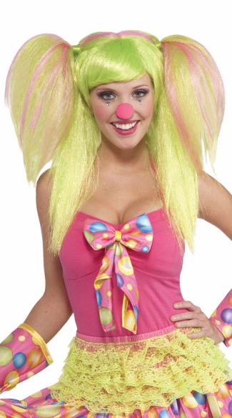 Sweet Lollipop Clown Wig, Pigtail Wig, Blonde Ponytail Wig