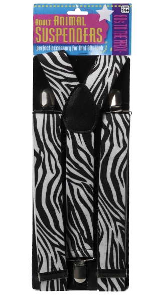 Black And White Zebra Print Suspenders