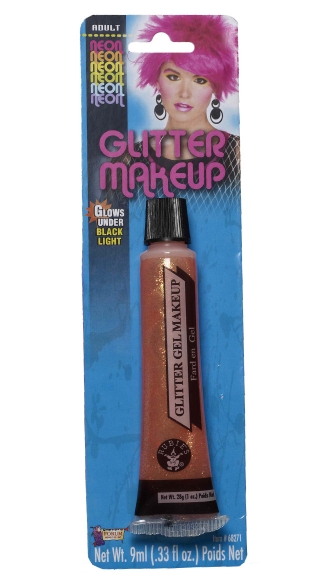 Neon Orange Glitter Makeup, Neon Glitter Make Up, Neon Orange Costume Accessory, Neon Orange Makeup