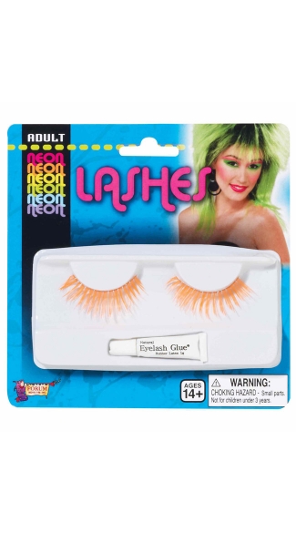 Neon Orange False Eye Lashes, Hot Orange False Eyelashes, Fake Eye Lashes, Neon Accessories