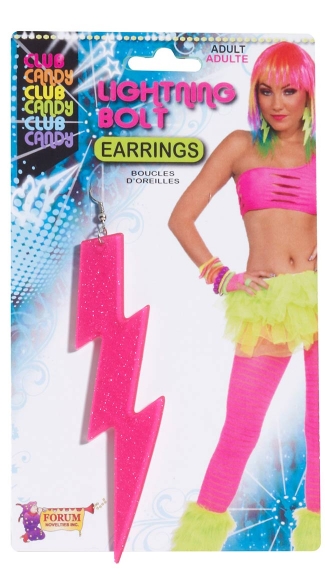 Pink Lightning Bolt Earrings, Neon Lightning Bolt Earrings, Neon Earrings, 80s Earrings