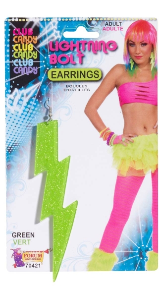Neon Green Lightning Bolt Earrings, Neon Lightning Bolt Earrings, Neon Earrings, 80s Earrings