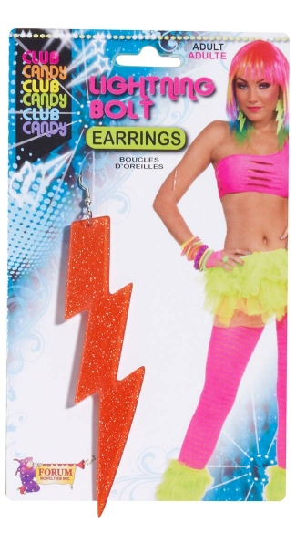 Neon Orange Lightning Bolt Earrings, Neon Lightning Bolt Earrings, Neon Earrings, 80s Earrings