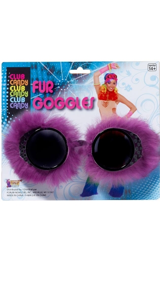 Neon Purple Fur Goggles, Fur Trimmed Goggles, Club Goggles, Rave Goggles