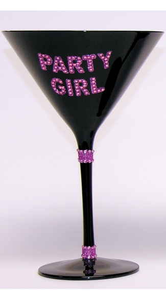 Party Girl Martini Glass, Black Martini Glass, Party Glass