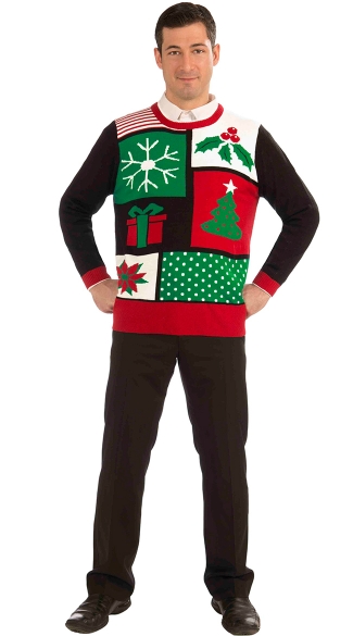 Jolly Holiday Ugly Christmas Sweater, Red and Green Christmas Sweater