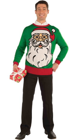 Santa Print Christmas Sweater, Santa Claus Sweater