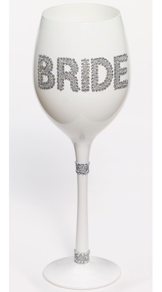 White Bride Wine Glass, White Wine Glass, Wedding Wine Glass