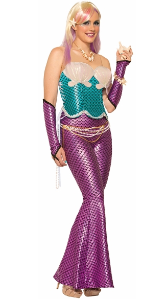 Pink and Blue Mermaid Costume Set, Blue Mermaid Corset, Mermaid Halloween Costume, Mermaid Sea Shell Bra, Pink Mermaid Fish Scale Leggings, Mermaid Pant Costume, Mermaid Tail Halloween Costume, Pink Mermaid Fish Scale Arm Sleeves, Mermaid Arm Sleeves, Mermaid Halloween Costume