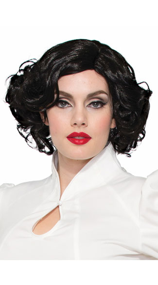 1940s Betty Wig, Short Black Wig, Curly Black Wig