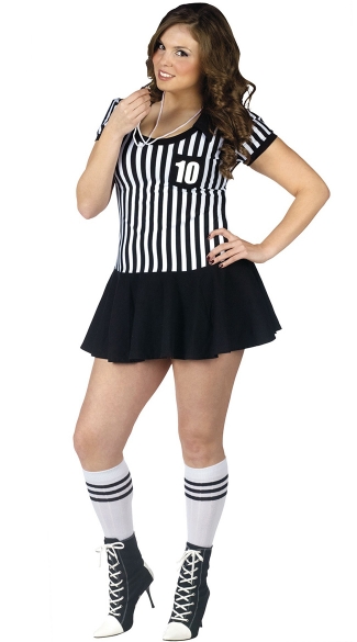 Plus Size Adult Referee Costume, Plus Size Racy Ref Costume
