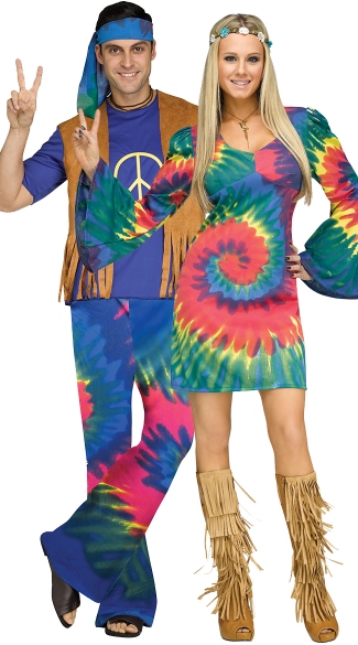 Groovy Tie-Dye Couples Costume, Groovy Gal Costume, Sexy 60s Costume, Sexy 70s Costume, Men\'s Groovy Guy Costume, Men\'s 60s Costume, Men\'s 70s Costume
