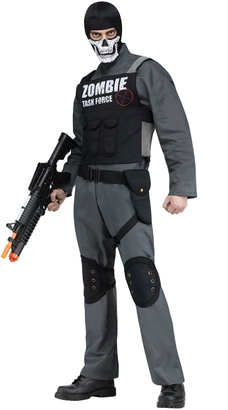 Men\'s Zombie Task Force Costume, Men\'s Zombie Costume, Men\'s SWAT Costume